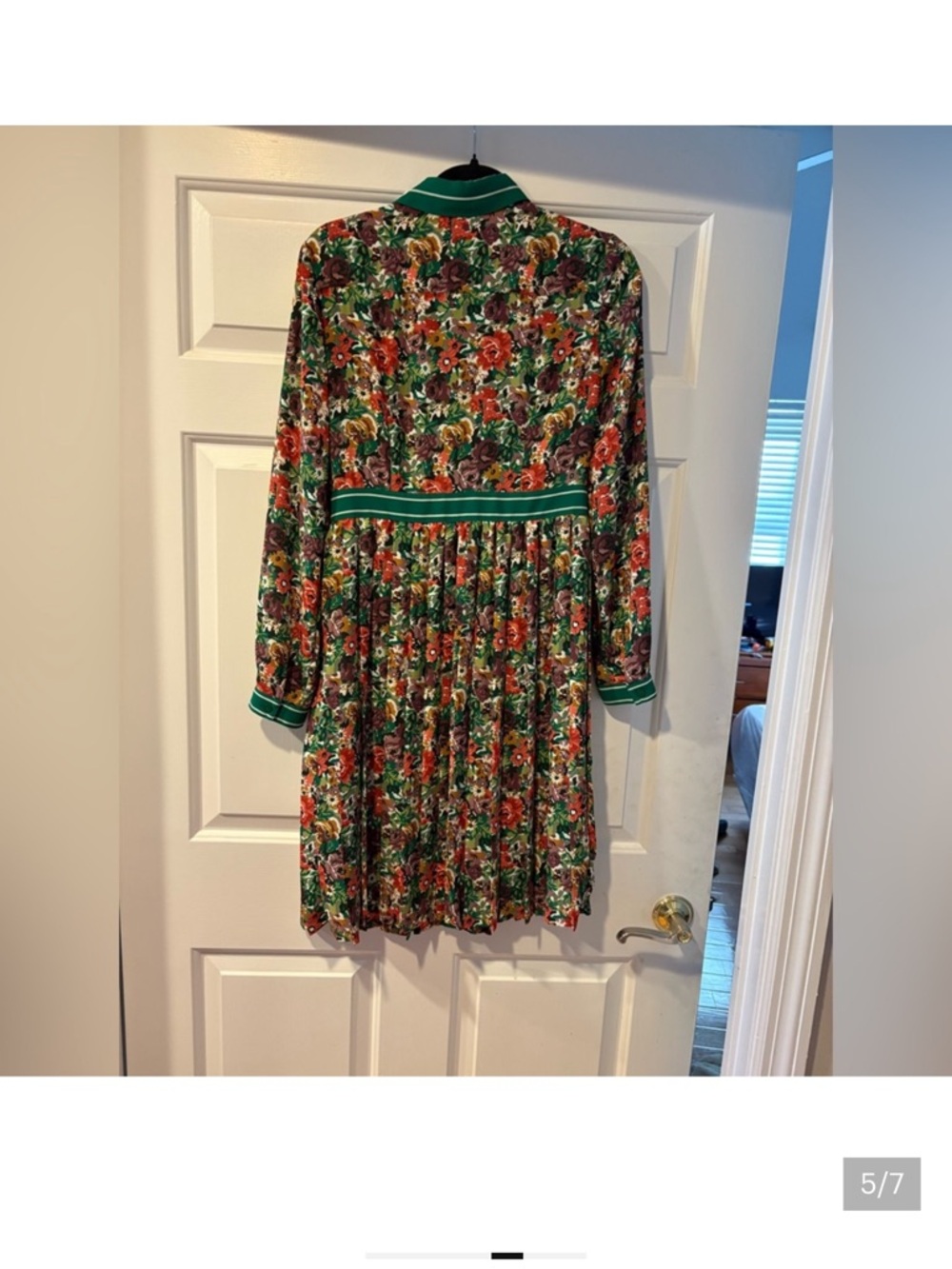 Brooks Brothers Red Fleece Floral Print Pleated Long Sleeve Shirt Dress size 4 - Picture 4 of 7